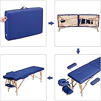 Vista 7 de Yaheetech - Mesa de masaje portátil, camas para pestañas, cama de spa, sofá de masaje plegable, mesas de spa ajustables, plegables en 2 con bolsa
