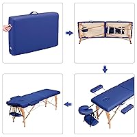 Vista 51 de Yaheetech Mesa de masaje portátil para pestañas, cama de spa, sofá de masaje, mesas de spa plegables ajustables de 2 pliegues con bolsa no tejida