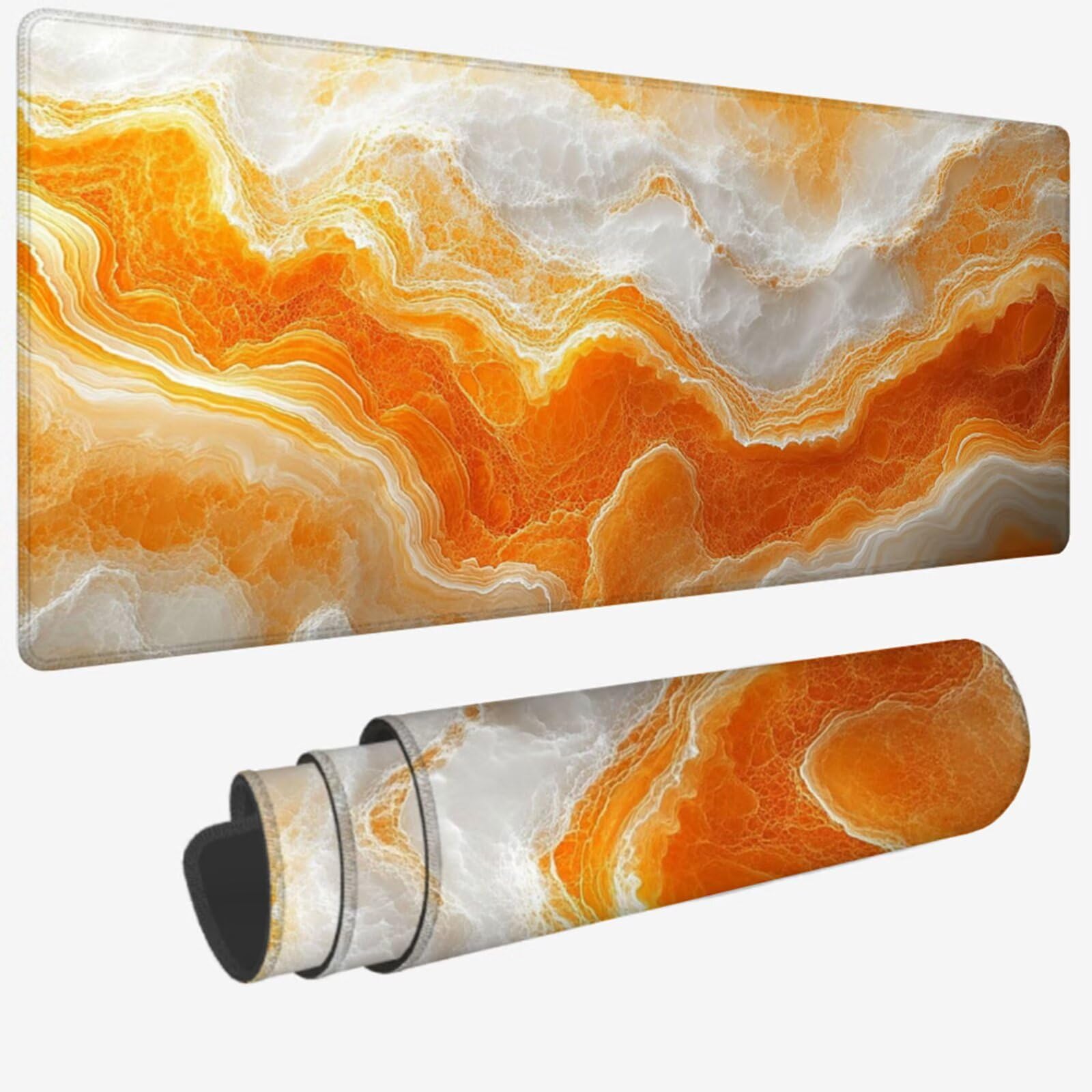 Podkładka pod mysz XXL 1000 x 500 x 3 mm, kolor pomarańczowy duża podkładka pod mysz z wodoodporną i antypoślizgową chmurą pod ręką zszyte krawędzie, poprawia precyzję i szybkość dla gracza W-364