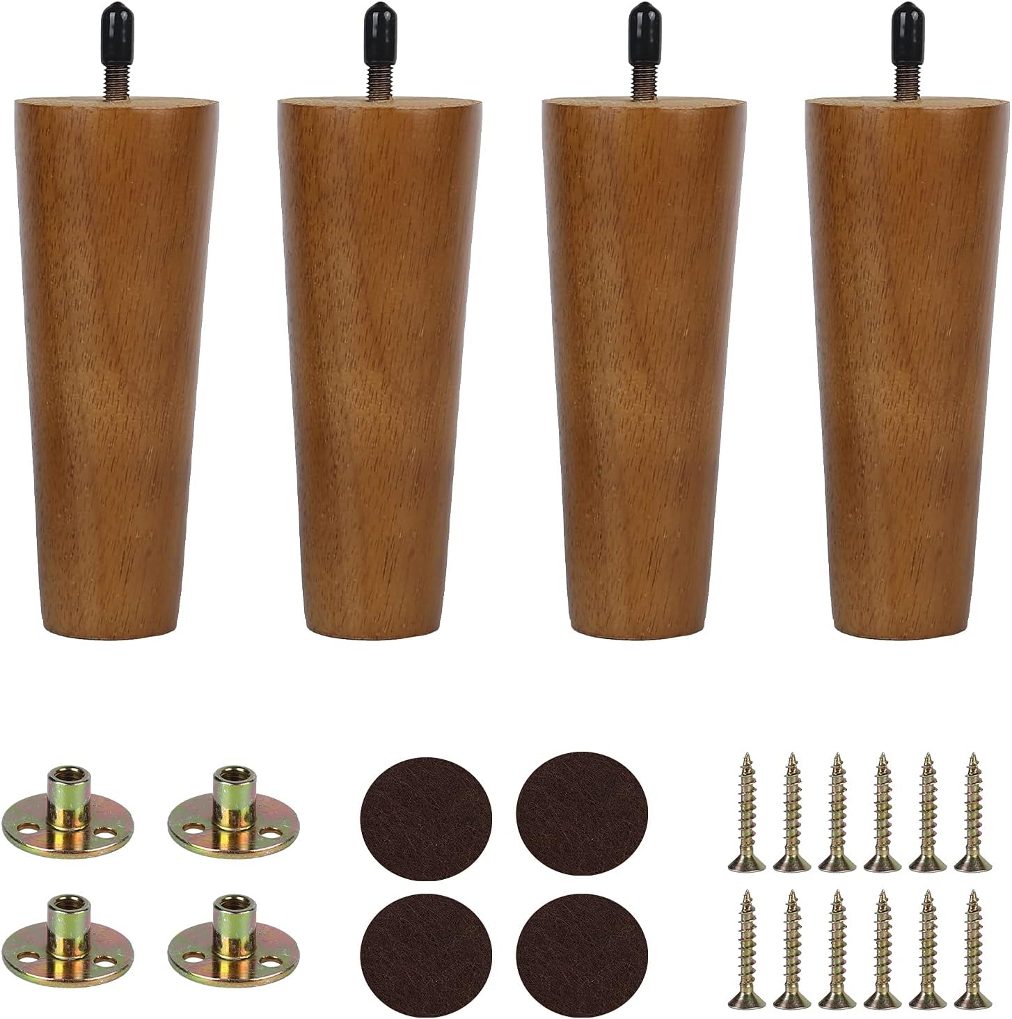 MEETWARM 6 inch Wood Sofa Legs Round Tapered Replacement