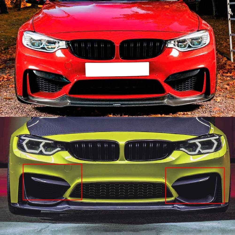 Front Bumper Cover, Carbon Fiber Front Bumper Air Vent Eyelid Covers Fit for /M4 F80 F82, Black