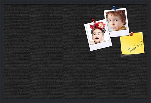Miniatura 1 de PinPix Tablón de anuncios de corcho de 358 x 240in Este tablero decorativo enmarcado viene con un diseño negro sólido y un marco negro satinado