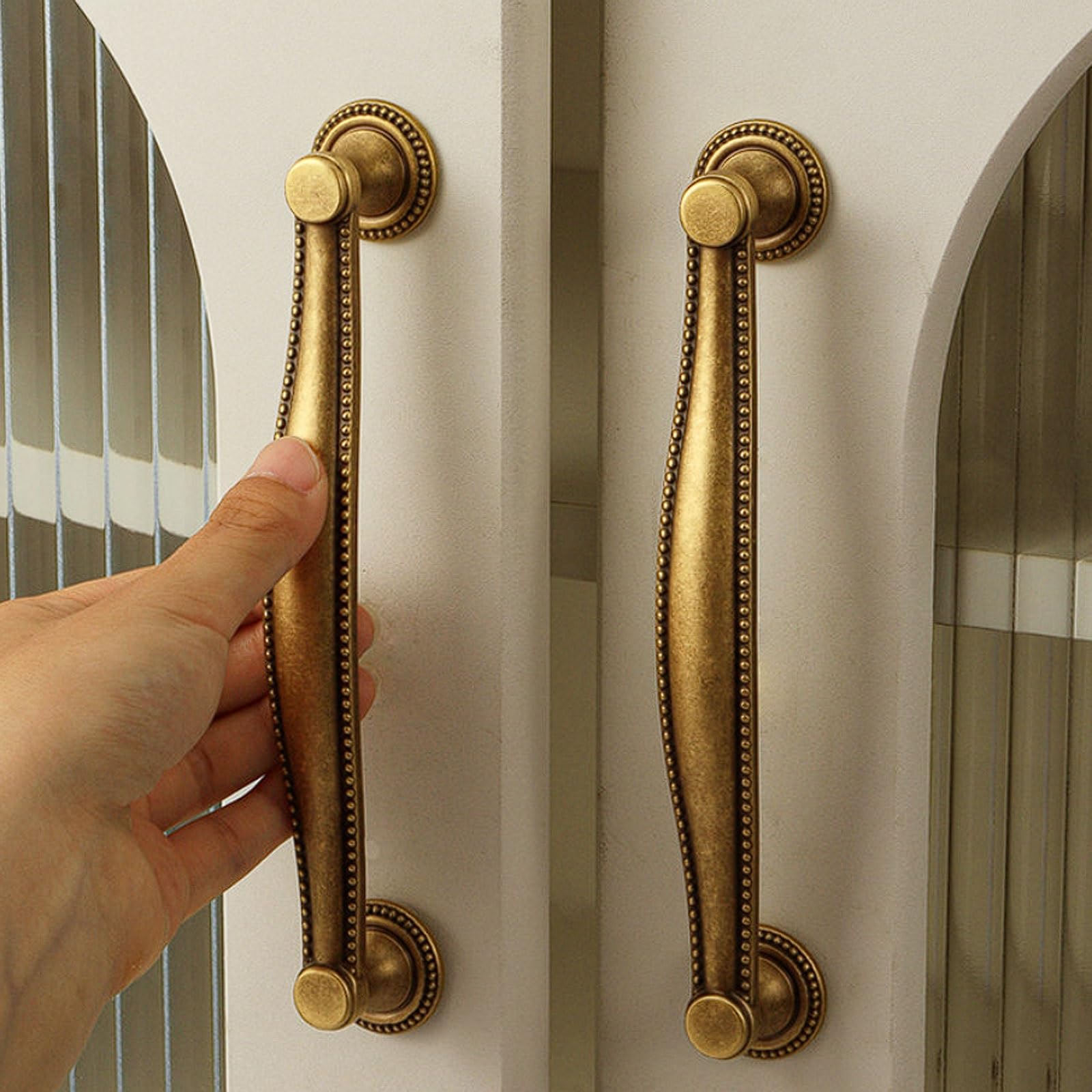 Schrankgriffe aus Messing in Antikbronze mit Doppellochbefestigung, zwei Längenoptionen for Kleiderschränke, Schubladen und Küchenschränke(187mm)