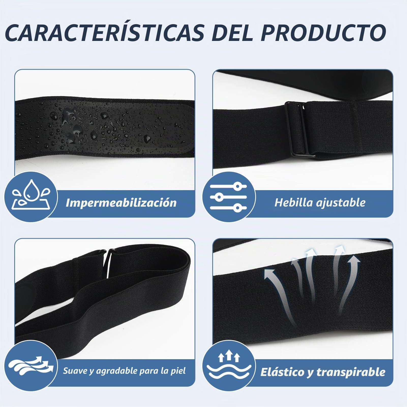 Correa de repuesto para ANT+ y Bluetooth Polar H7 Compatible con Coospo, Wahoo Tamaño universal M-XL, para caminar correr Ejercicios Cardiovasculares