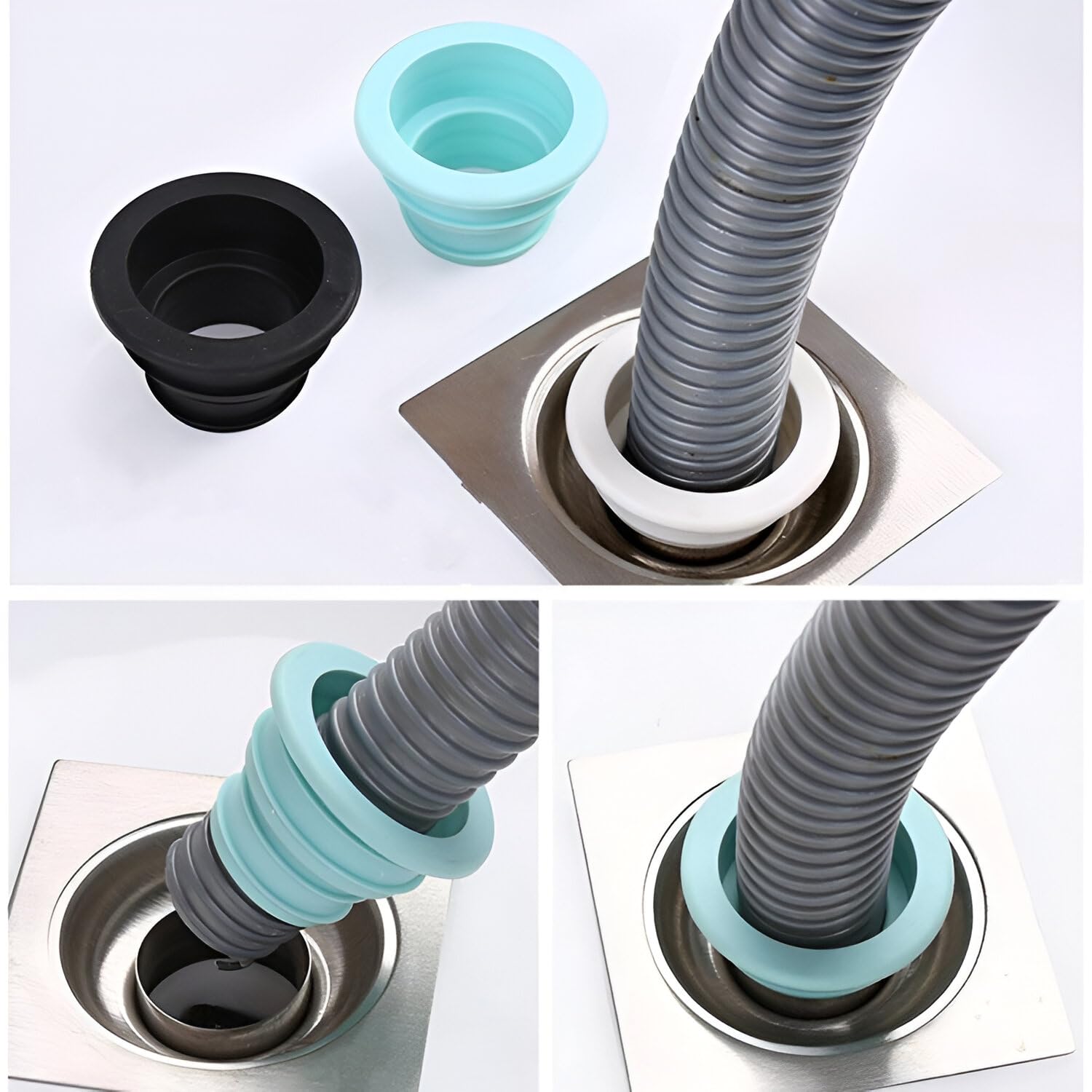 Jeyux Drain Pipe Seal Hose Silicone Plug,Silicone Sealing Plug Kitchen Pipe Sewer Seal Ring Washing Machine Drain Multipurpose Pipe Connector Bathroom Kitchen Laundry (2 Pcs) 3