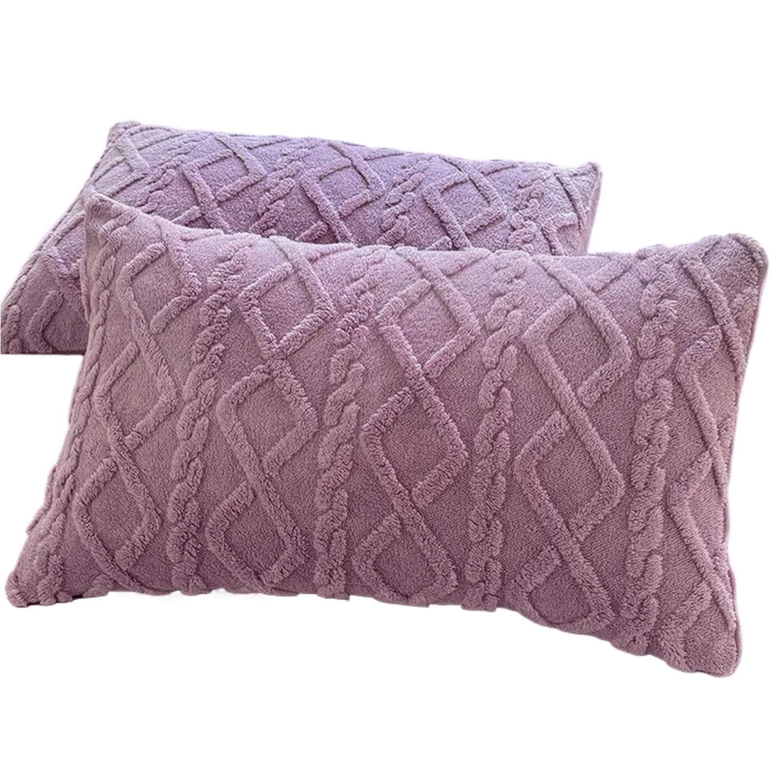 Housse Coussin Velours Cotelé haut de gamme violet 48x74cm | Taie d'oreiller rectangulaire