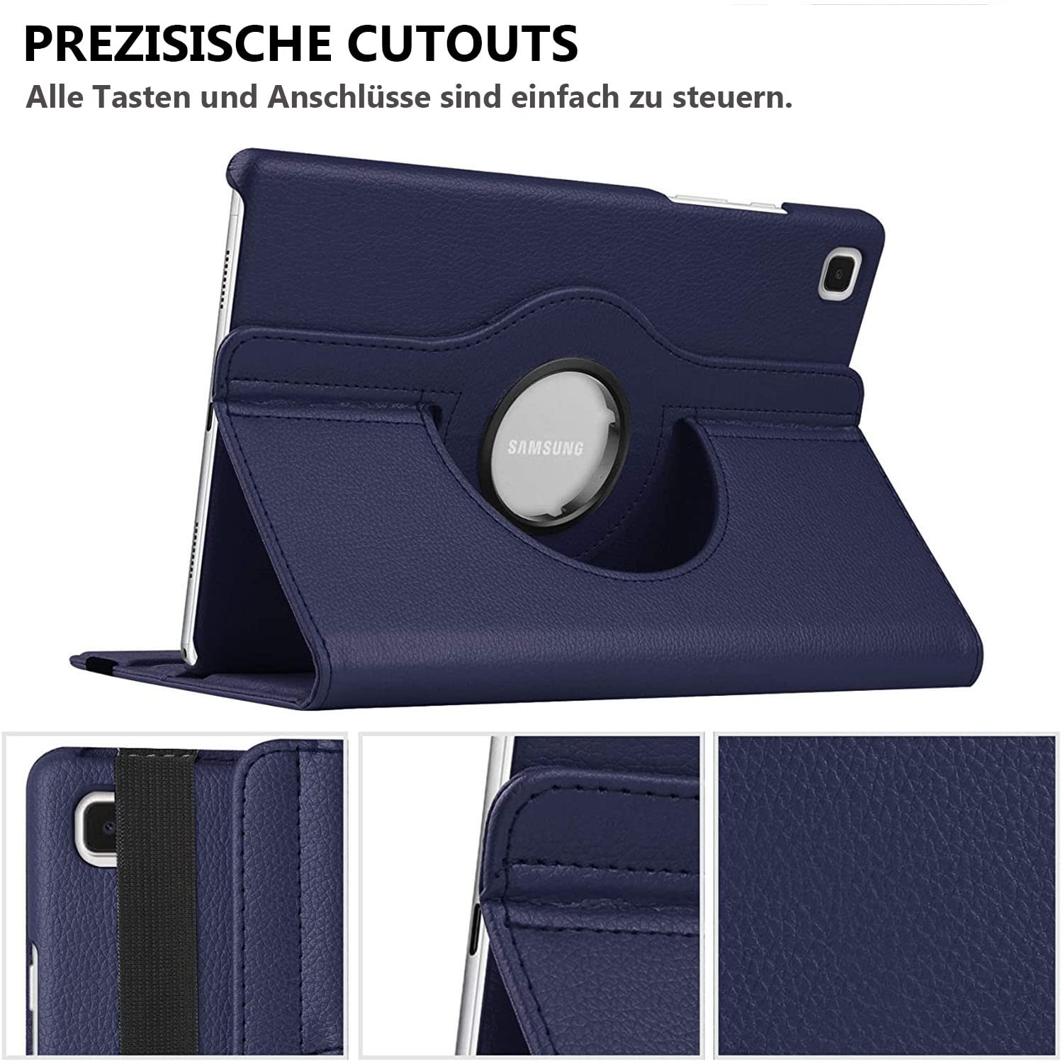 Étui Housse Coque pour Samsung Galaxy Tab S6 Lite 10.4 Pouces 2020 (SM-P610 SM-P615) - 360 degrés Rotation Full Protection Kickstand Case Cover,avec Un Stylo,Écran Film (Deep Blue)