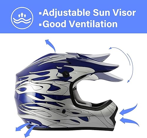 Vista 28 de TCMT DOT Youth Kids Dirt Bike Helmet Youth Motocross Helmet Full Face ATV Four Wheeler Motorcycle BMX Helmet for Boys Girls, Off-Road Protective