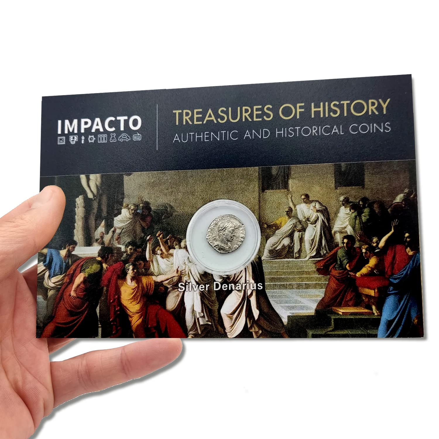 IMPACTO COLECCIONABLES | Autentica Moneta Antica di Roma | Denario d’Argento dell’Impero Romano, la Moneta Che Forgiò Un Impero | Include Certificato di Autenticità
