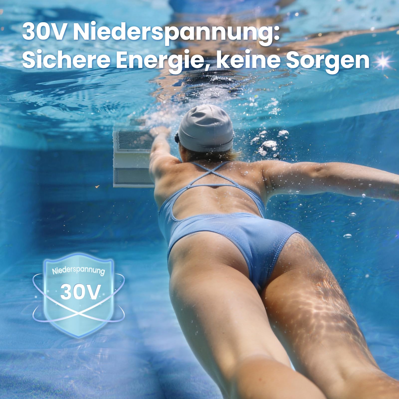 ECOPOOLTECH Gegenstromanlage für Frame-Pools, 1500 GPM, 9 Stufen, R100 | 30V Schwimmtrainer für stationäres Training, ideal für Anfänger, Kinder und Familienfitness