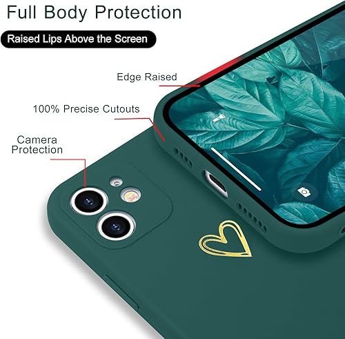 Miniatura 4 de Funda para iPhone 11, bonita funda delgada a prueba de golpes con soporte de carga inalámbrica y protección, verde