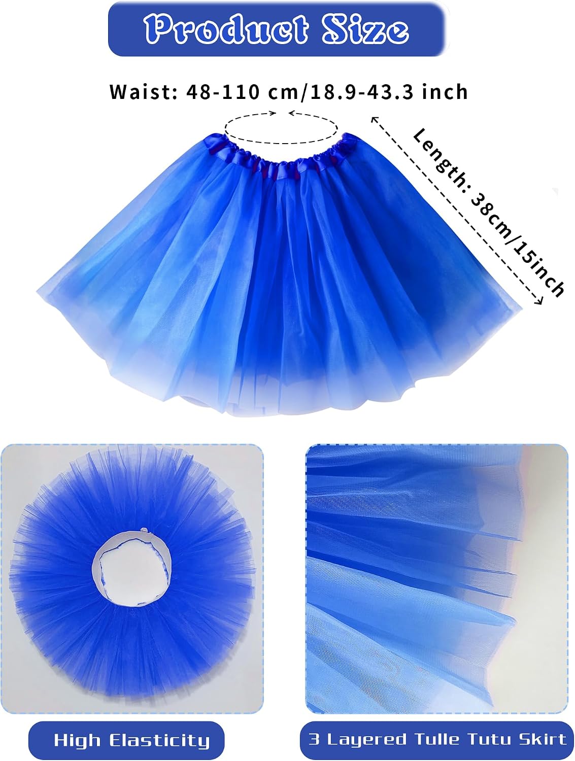 12 PCS Adult Tutus Skirts for Women Tutu Skirt Elastic Tulle Tutu Colored Tutus for Dance Runners Halloween Party