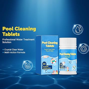 Multifunction Pool Cleaning Tablets for Crystal Clear Water, Clears Cloudy or Hazy Pool Water, Fast-Acting Slow Dissolve Formula for Above/In-Ground Pools (2 PCS)