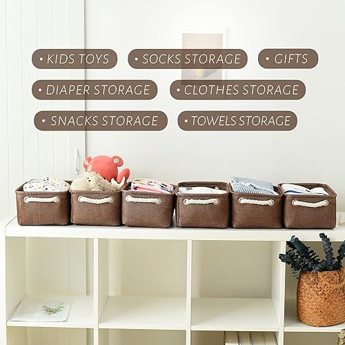 Miniatura 3 de TheWarmHome Cesta de almacenamiento para organizar, 12 x 8 x 5 pulgadas, paquete de 6 contenedores de almacenamiento plegables para estantes con