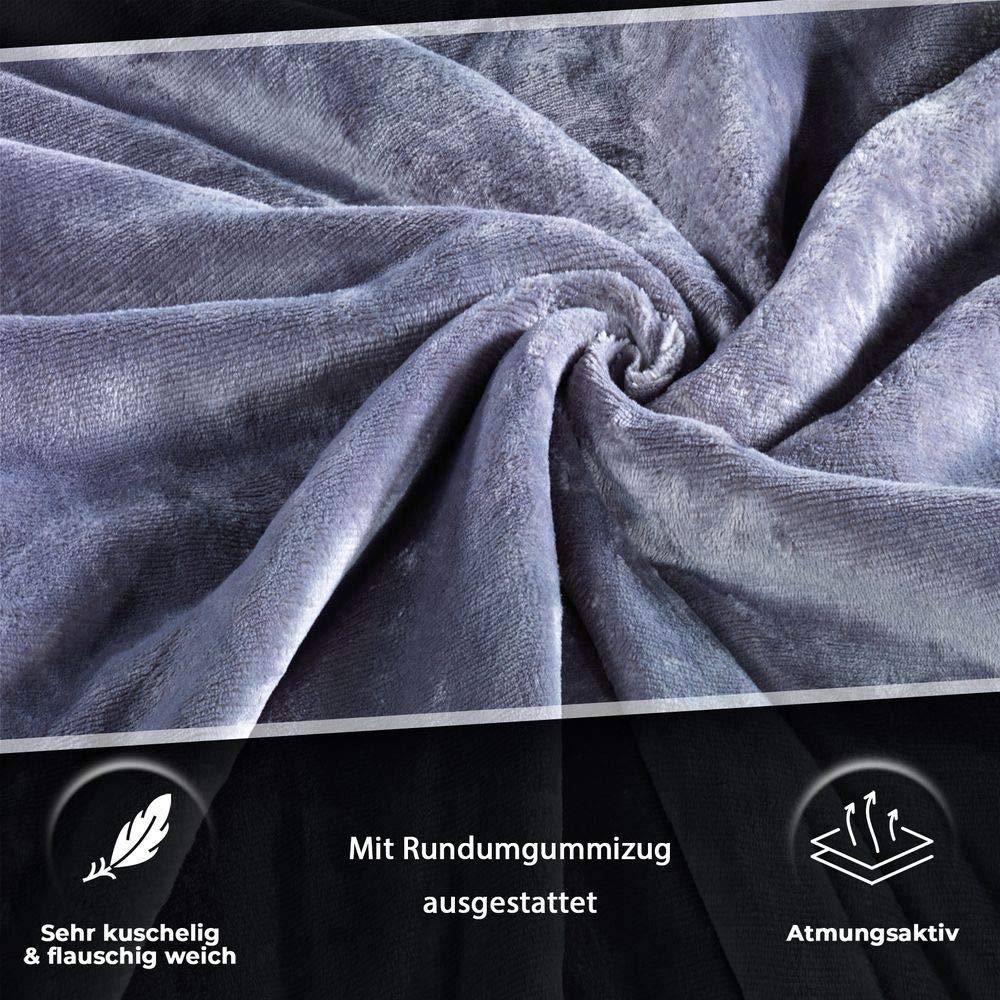 MALIKA Warme Plüsch Spannbettlaken Cashmere-Touch Bettlaken Jersey Flanell Fleece Spannbetttuch Laken Biber-Touch, Farbe:Grau, Größe:2er Set 90-100 x 200 cm