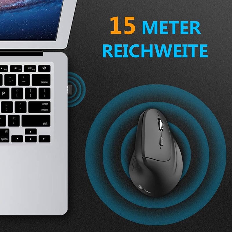 iClever Ergonomikus Vezeték Nélküli Egér 2.4G Vertikális 6 Gomb 2400 DPI