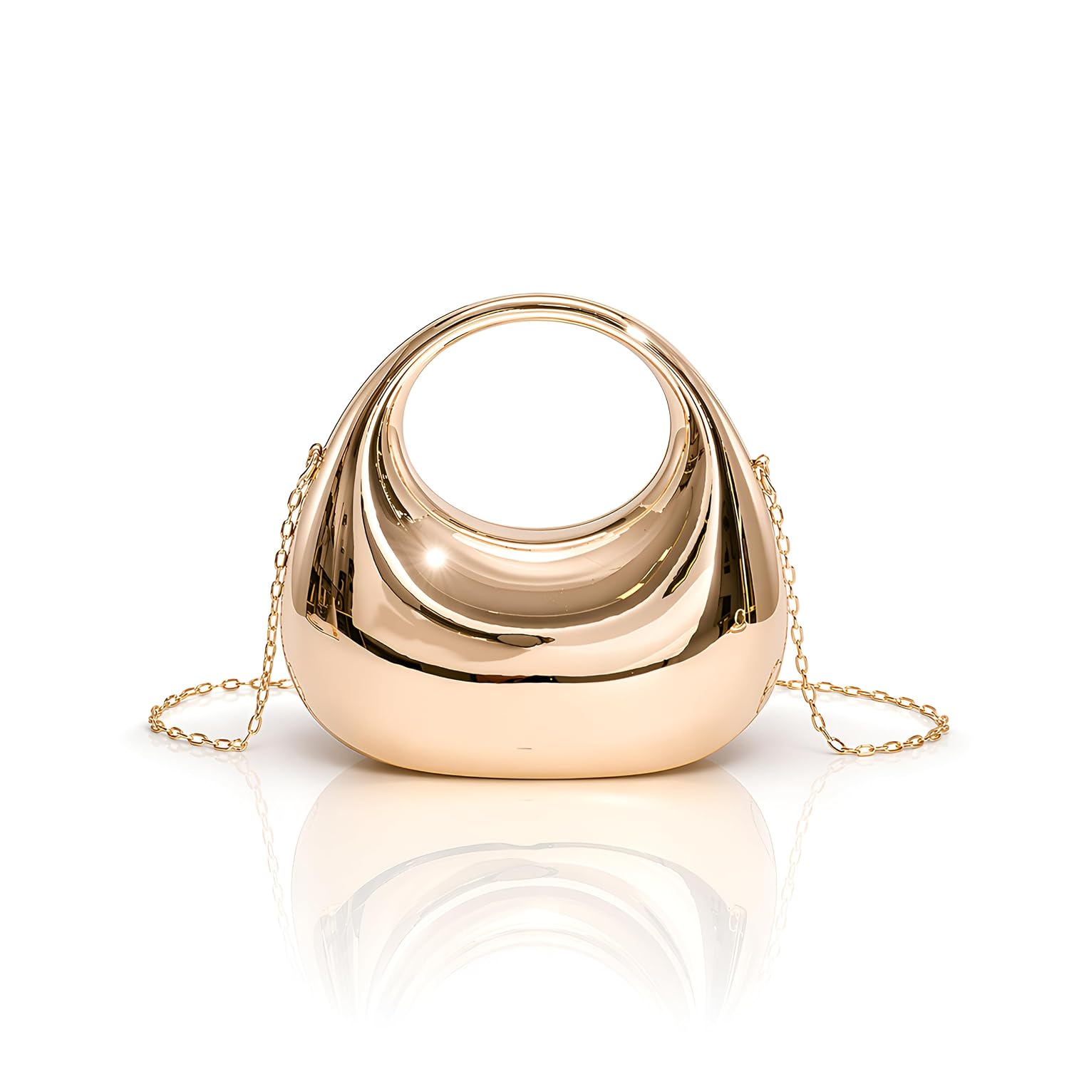Glossy Moon Style Acrylic Women's Crossbody Cute Clutch Bag – Gold-Tone Pleated Metallic sling Purse, Shoulder Evening Han... - Review, Price and Buying Guide