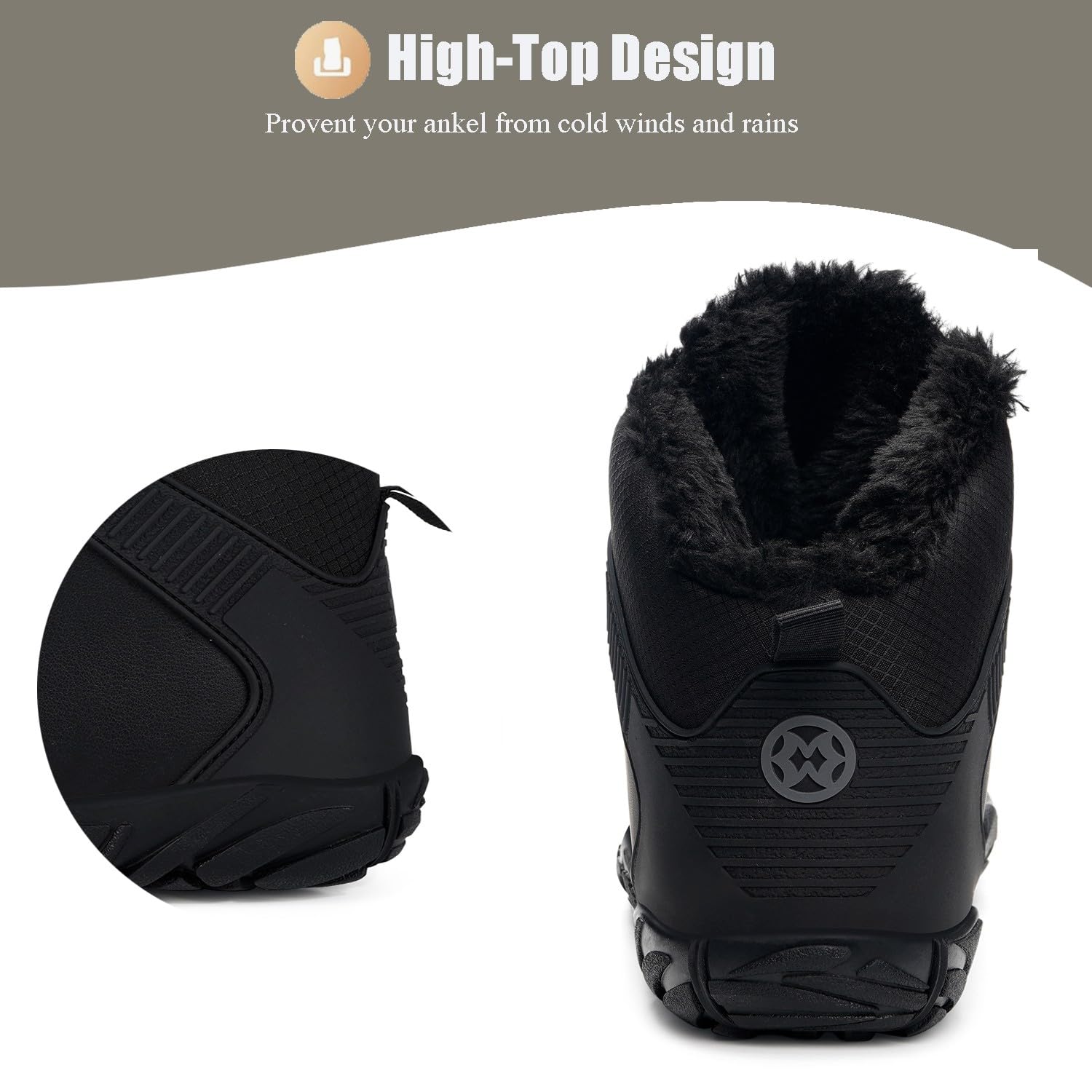 Barefoot Stivali Uomo Donna Inverno Impermeabili Stivaletti da Neve Imbottitura Calda Stivali alla Caviglia Punta Larga Outdoor