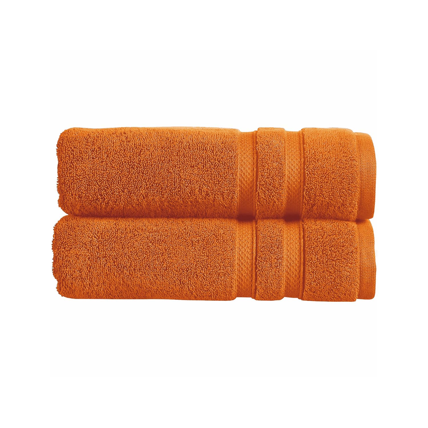 Christy Chroma Orange Bath Towels | Set of 2 | Highly Absorbent Heavyweight 675GSM | Bold and Bright | Soft Velvety Smooth Bathroom Shower Towels | 100% Cotton | Sustainably Made | Amber — image 1