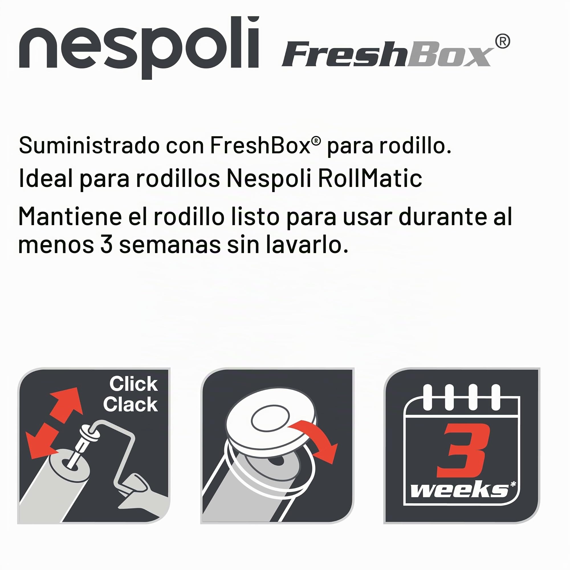 Nespoli Rodillo de Pintura, 21 cm, con Sistema NonStopMatic, con Reserva de Pintura Integrada y Mecanismo de Desbloqueo Automático