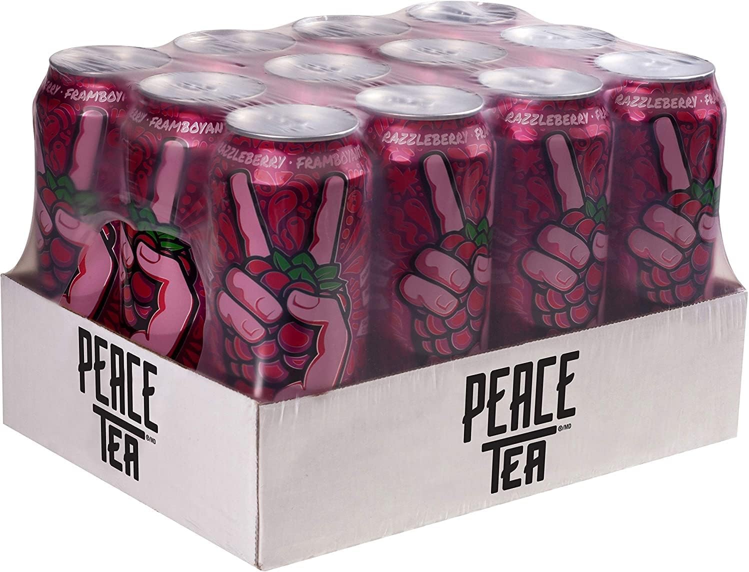 Peace Tea Iced Tea Razzleberry Raspberry Flavor Case of 12 Cans 11.5 oz Each
