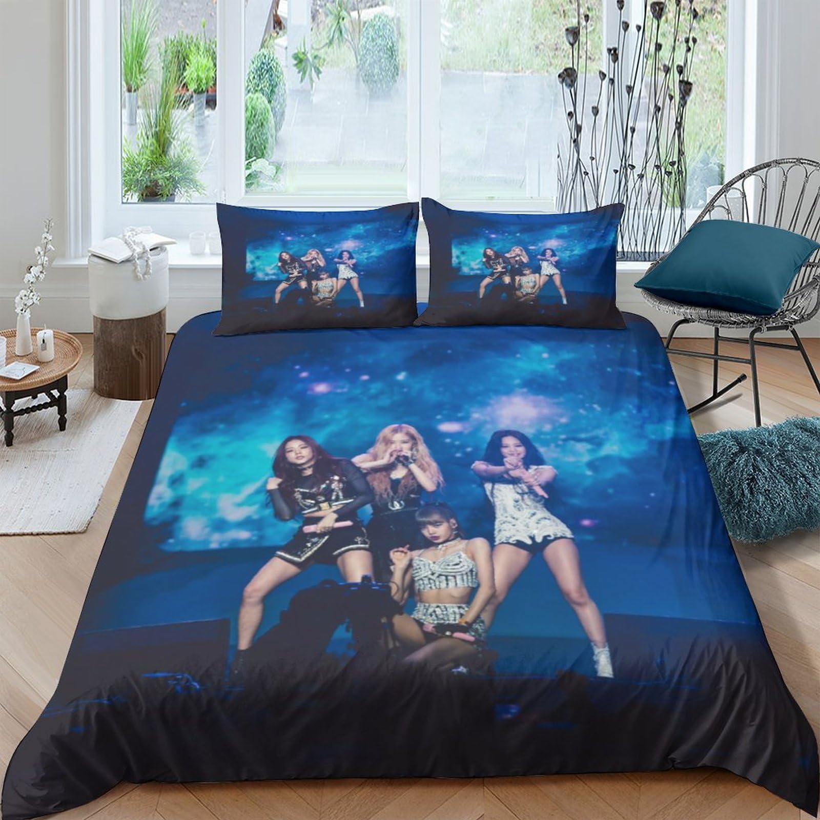 Housse de couette Blackpink 220x240 avec fermeture éclair anti-glissement