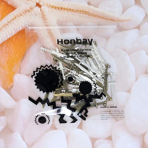 Miniatura 7 de Honbay 40 dijes de aleación con espadas y cuchillos, colgantes de espadas antiguas para aretes, pulseras, collares, joyería (2 colores)