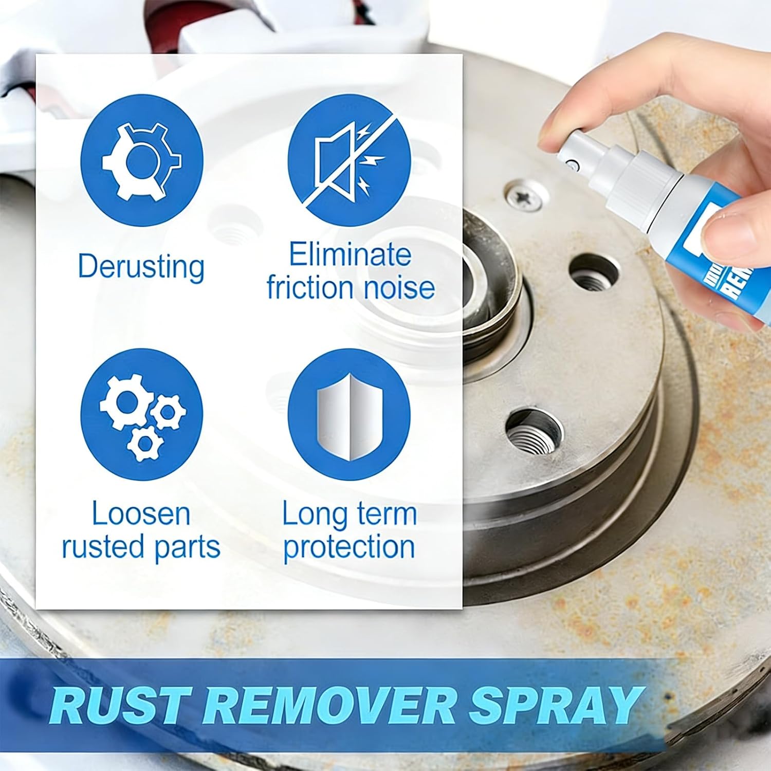 Multi-Functional Quick-Acting Rust Removal Spray, Iron Power Remover, Portable & Effective Car Rust Remover, for Vehicles, Tools, Metal, Chains (300ML)