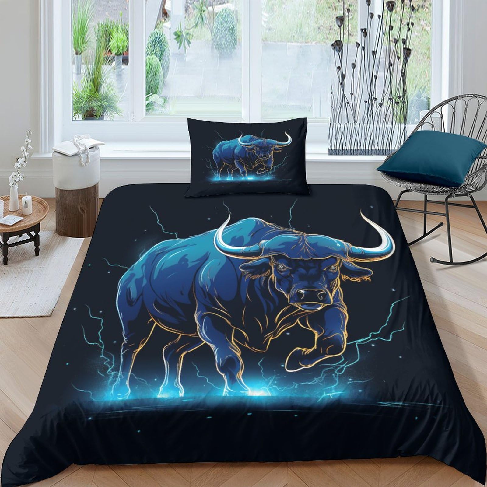 Housse de couette Le Taureau 3D microfbre 135x200 pour lit simple