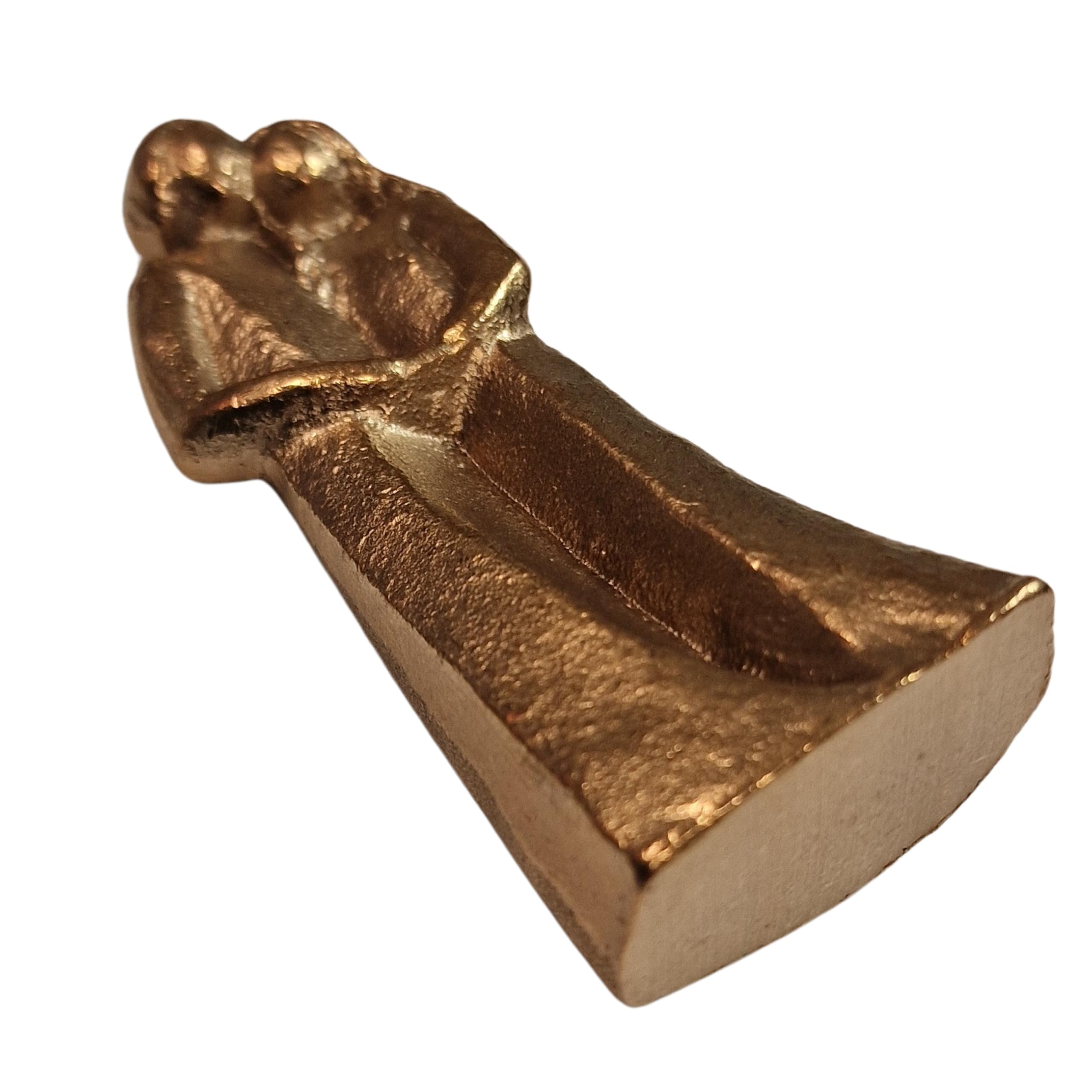 Herzmensch Petite figurine de couple d'amoureux en bronze massif doré 7 cm Homme et femme étroitement enveloppés dans l'amour comme cadeau de mariage, anniversaire