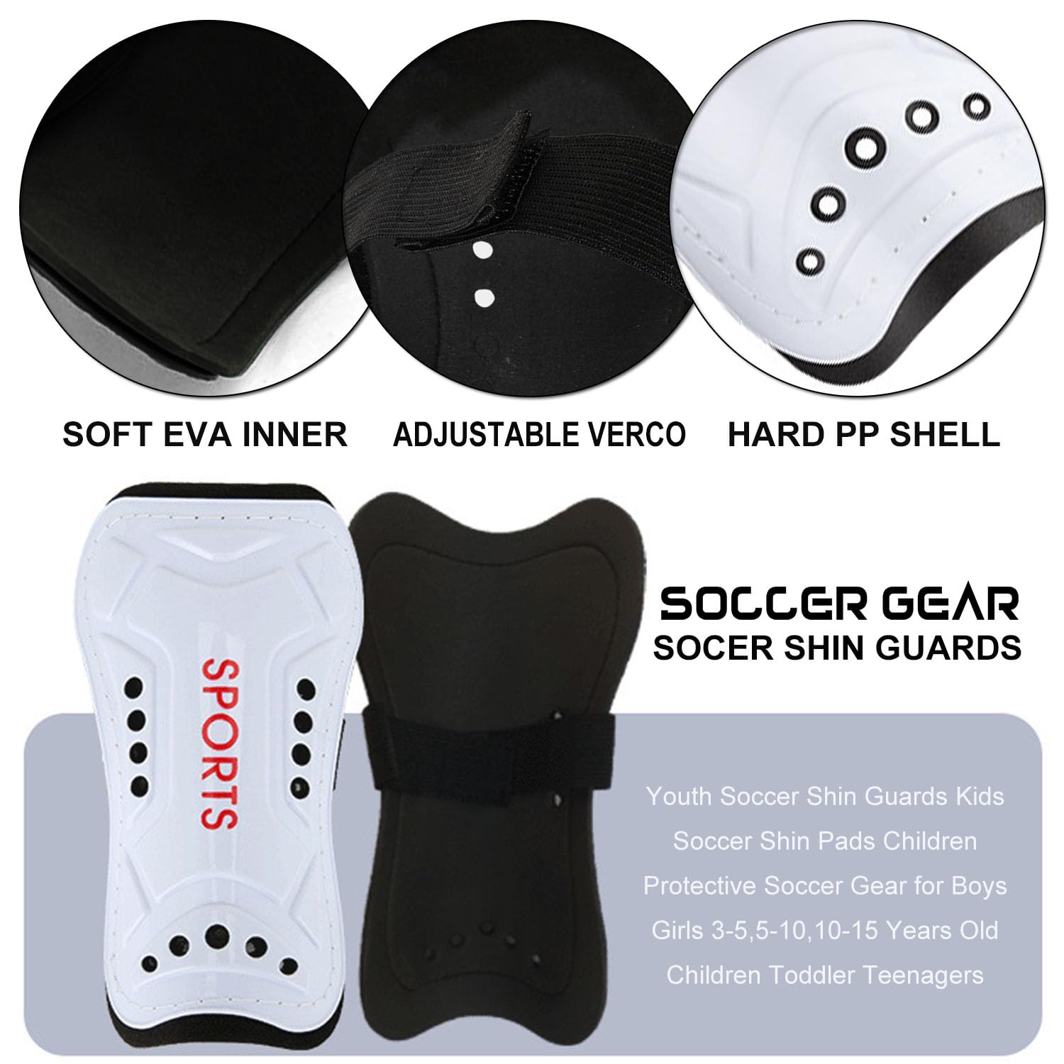 Condition photo showing New/Like New for Youth Soccer Shin Guards for Kids Child Calf Protective Gear Soccer Equipment Soccer Shin Pads Calf Protection for 3-5,5-10,10-15 Years Old Boys Girls Children