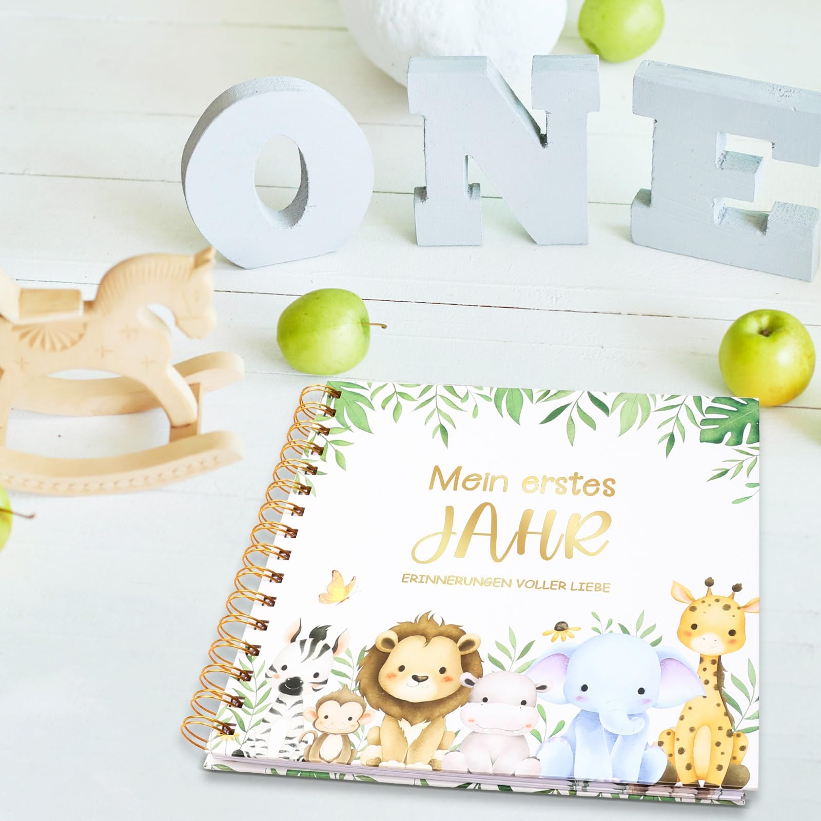 Personalisiertes Baby Gästebuch 1 Jahr, Eintragalbum für ersten Geburtstag, Erinnerungsbuch für Kinderparty, Geschenk zur Taufe (Varianten 1)