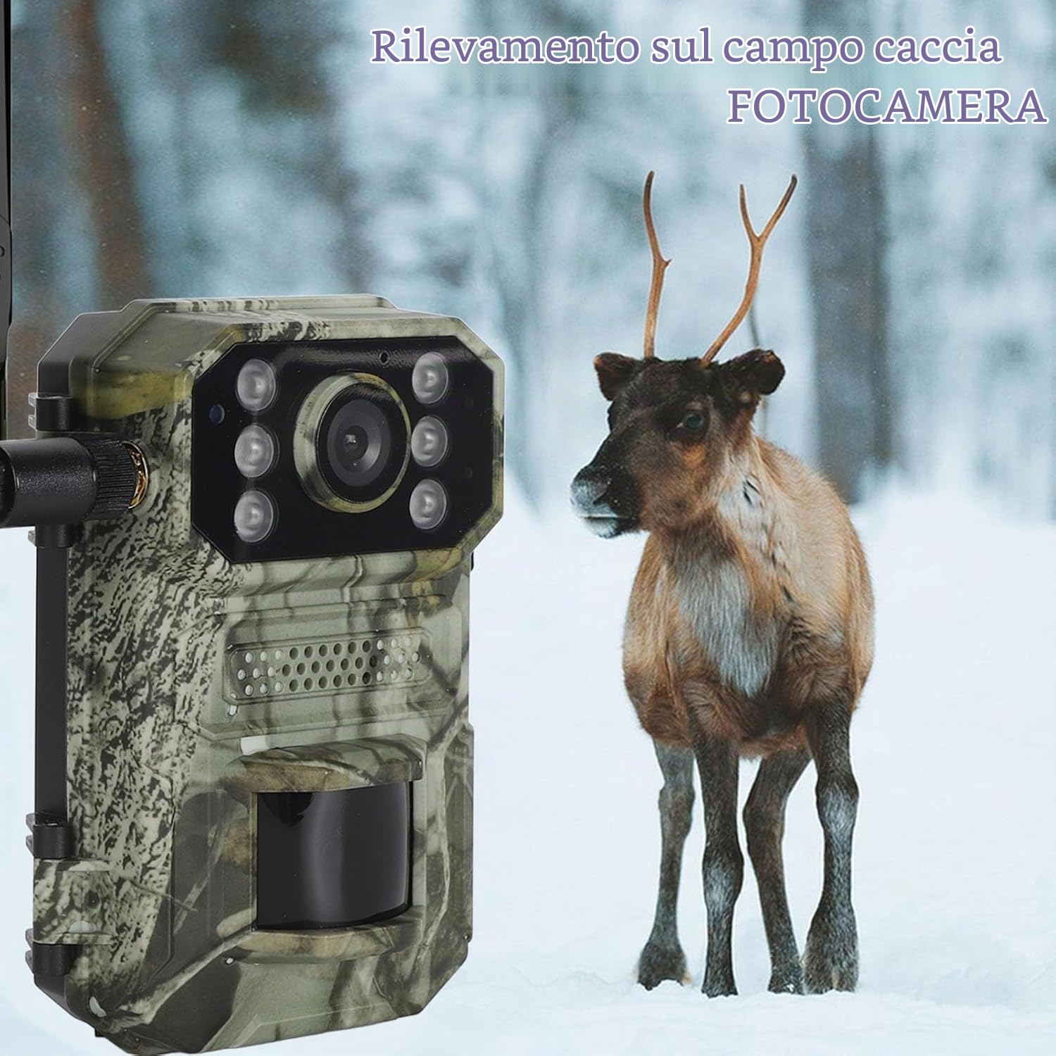 Fototrappola 4G 4K dotata di Pannello Solare, con Visione Notturna, 14MP, IP66, Angolo 120°, Rilevamento 25m, App Ucon, Ricarica Type-C – Telecamera da Caccia Professionale - CW984