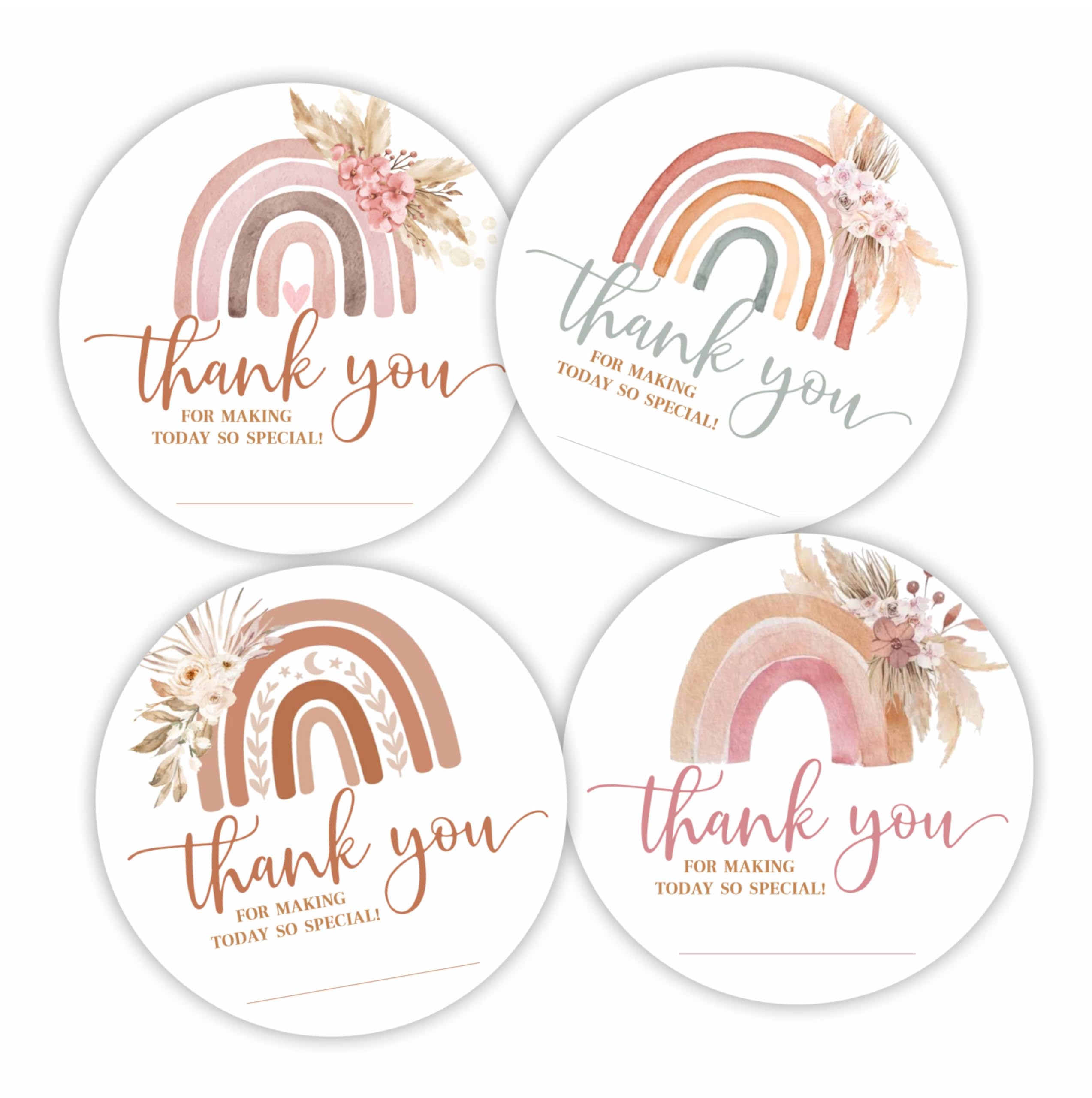 Thank You Stickers - 40 Pcs Boho Rainbow 2 Inches Large Self Adhesive Round Label Stickers - Thank You for Making Today So Special! - 4 Colors Gift