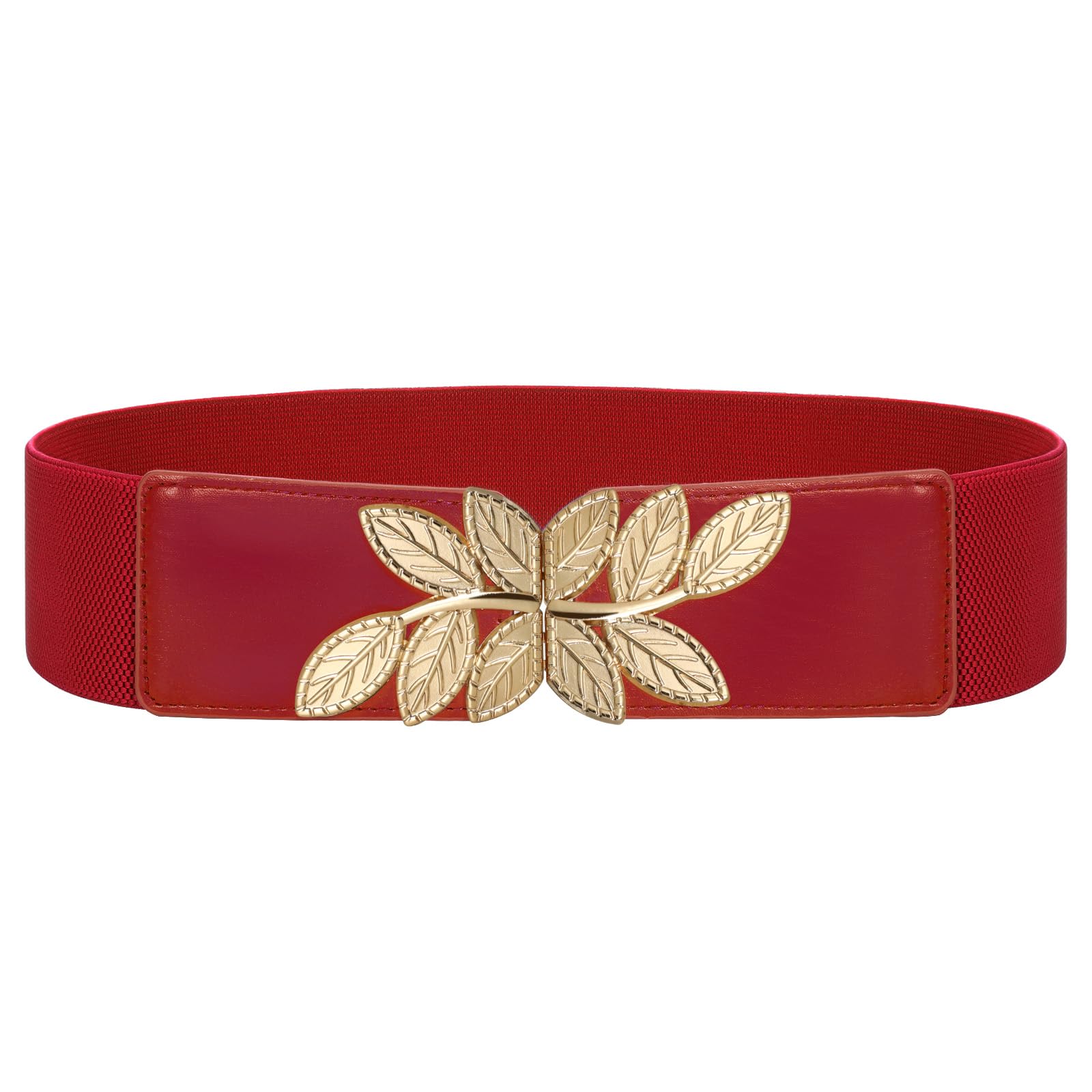 SUOSDEY Women's Wide Elastic Belt Vintage Stretchy Leaf Waist Belt for Dresses,2.3" Width