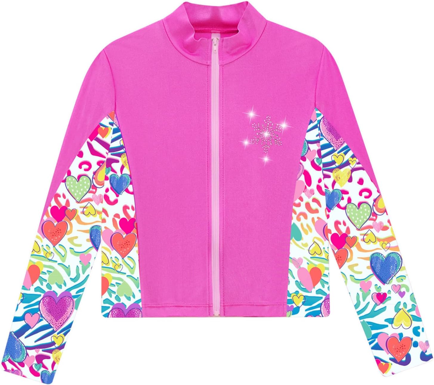 YiZYiF Kids Girls Athletic Sport Jacket Long Sleeve Zipper Figure Ice Skating Training Coat Top Gymnastic Outerwear