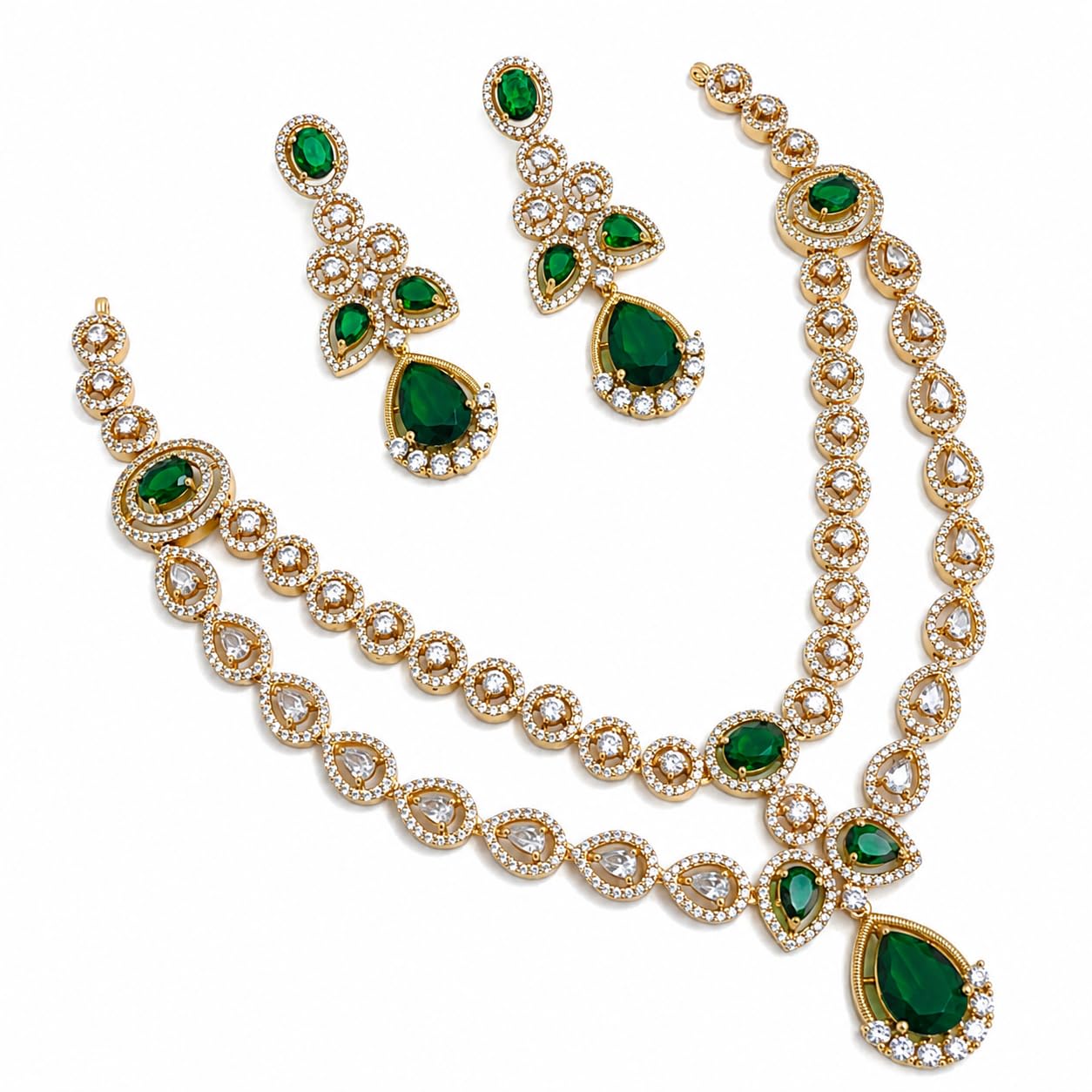 Pink Stone Gold-Tone Necklace and Earrings Jewellery Set-image-15