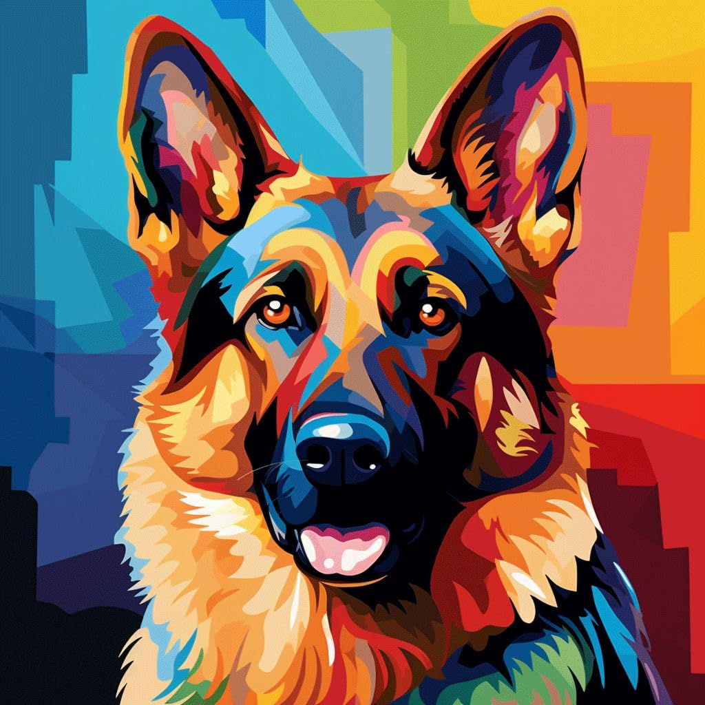 Elftoyer Malen Nach Zahlen Set – Leinwand Mit Holzrahmen, Bunter Hund 30x40 Cm, Für Kinder & Erwachsene