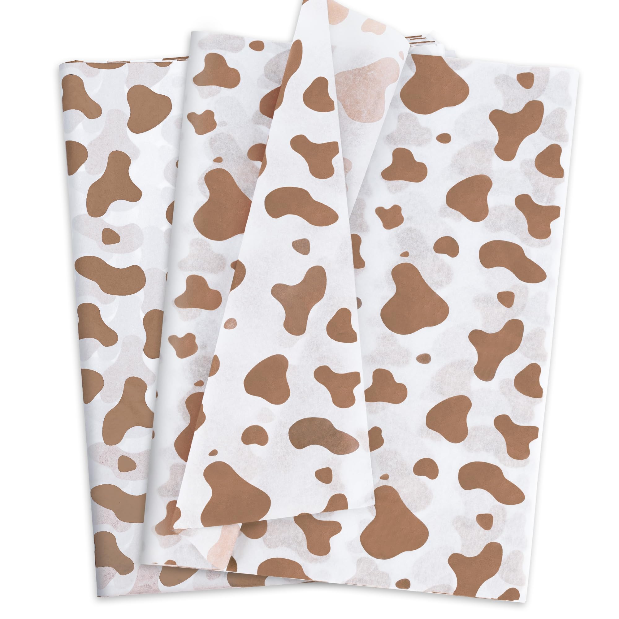 Hi Sasara 50 Sheet Brown Cow Print Tissue Paper, 14 x 20 inch, Perfect for Gift Bags & Cow Parties