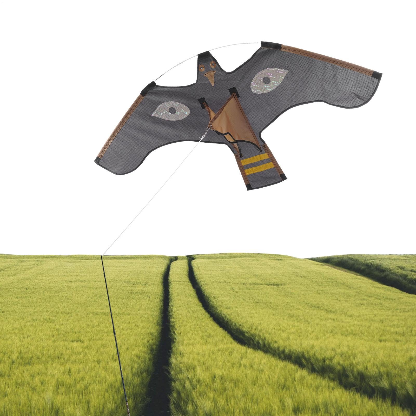Flying Hawk Kite Garden Bird Repeller Scarer, Eagle Kite Bird Scarer Control Kite Crops Farm Protector, Large Eagle Flying Bird Scarer Kite With Reflective Eyes For Garden Backyard Lawn Field