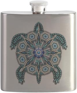 CafePress Native American Turtle 01 Flask 7 oz Stainless Steel Drinking Flask