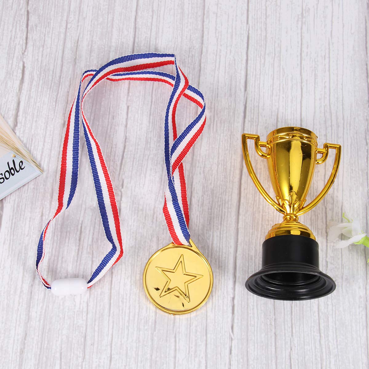 TOYMYTOY Golden Toy Trophy Award Medals Set 12 Pieces Winner Medals