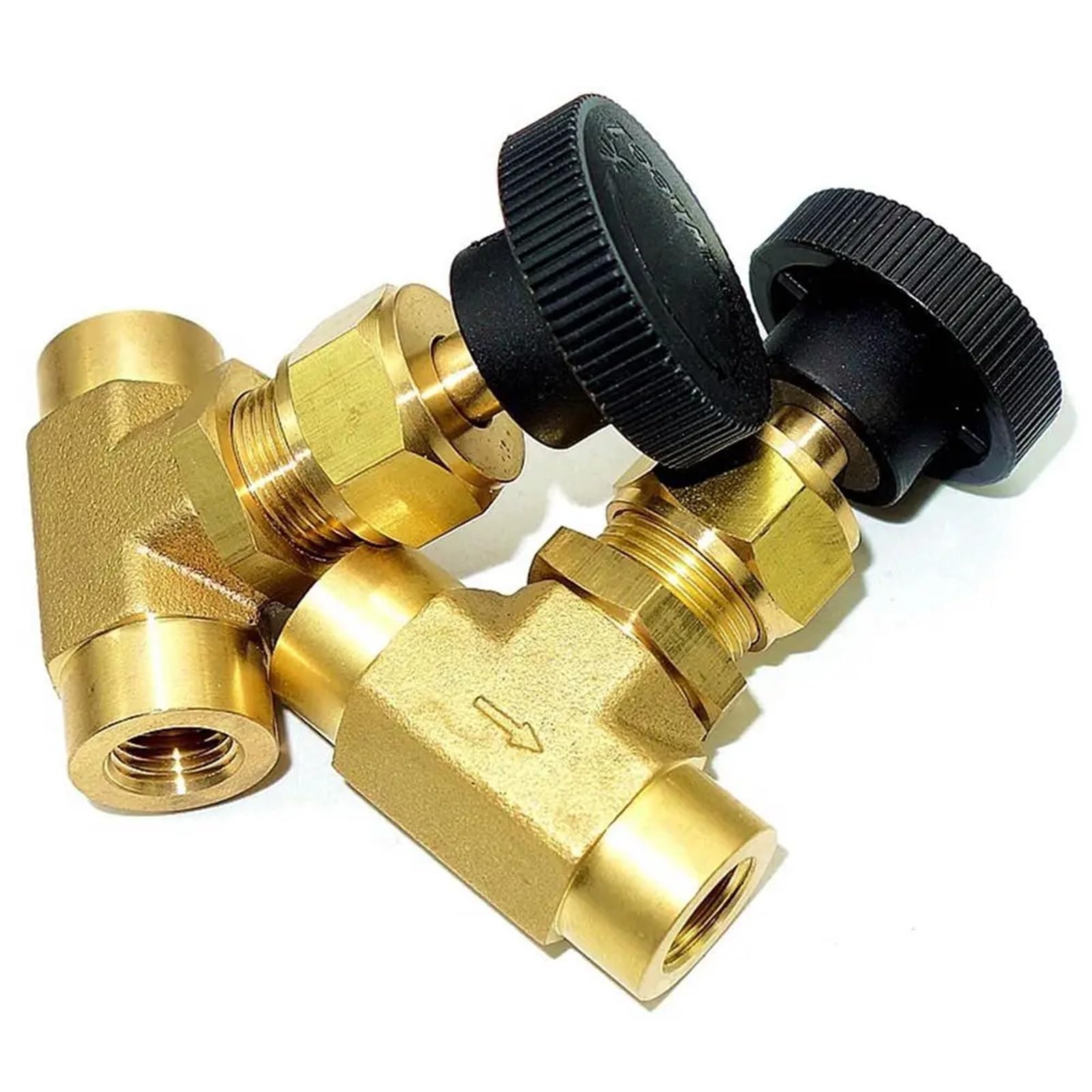 Zawór iglicowy z mosiądzu NPT żeński 1/4" z kontrolą przepływu, ciśnienie 3000 PSI, manometr do propanu, wody, oleju napędowego, paliwa