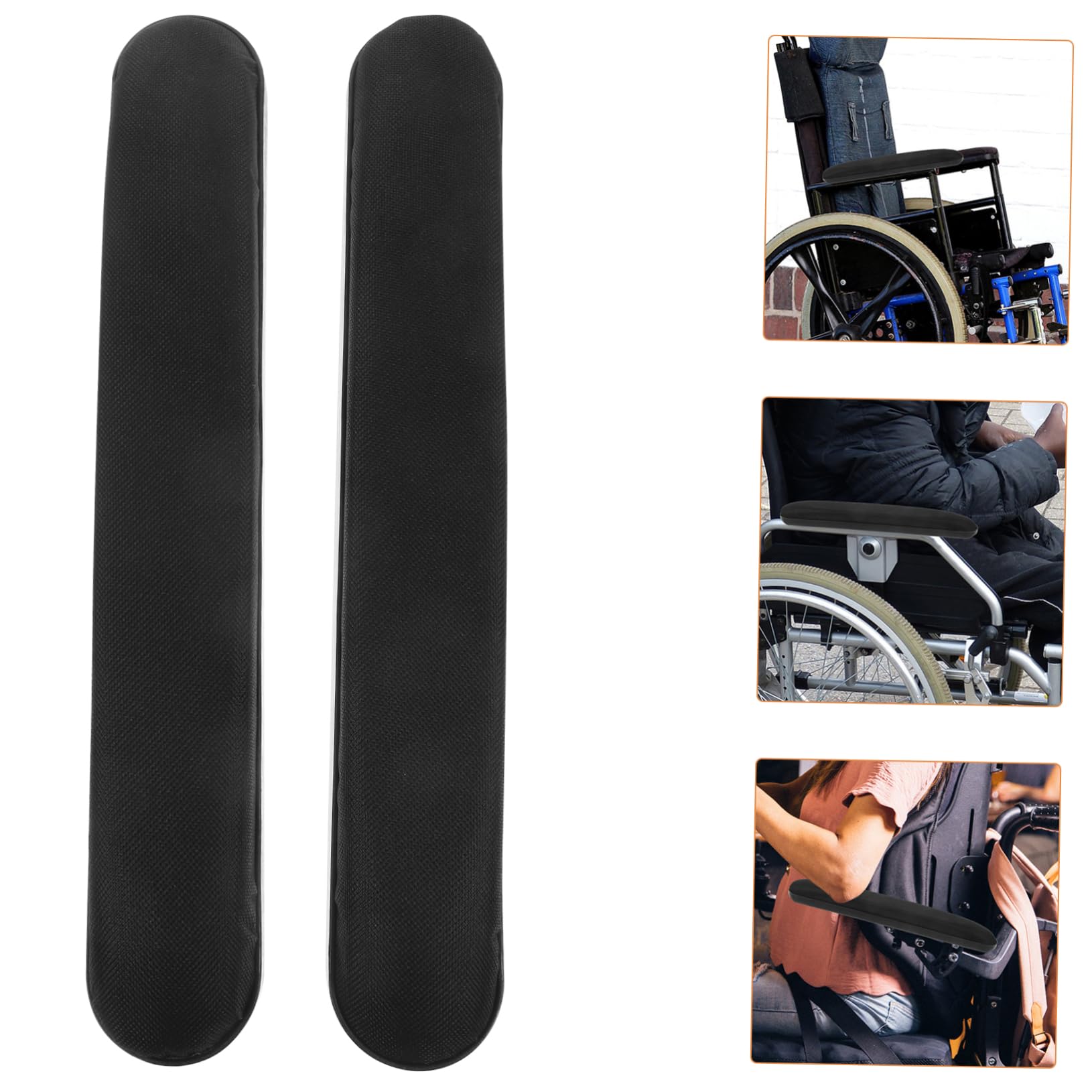 OSALADI 4 Paia Corrimano Antiscivolo braccioli Cuscino del bracciolo Imbottito ergonomico Guidare Parti della Parti di Ricambio per sedie a rotelle Pad CHIEDE Tessuto Nero