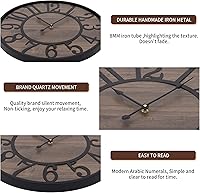 Vista 3 de LEIKE Reloj de pared grande, silencioso sin tictac, funciona con pilas, relojes de pared redondos grandes modernos de madera para sala de estar