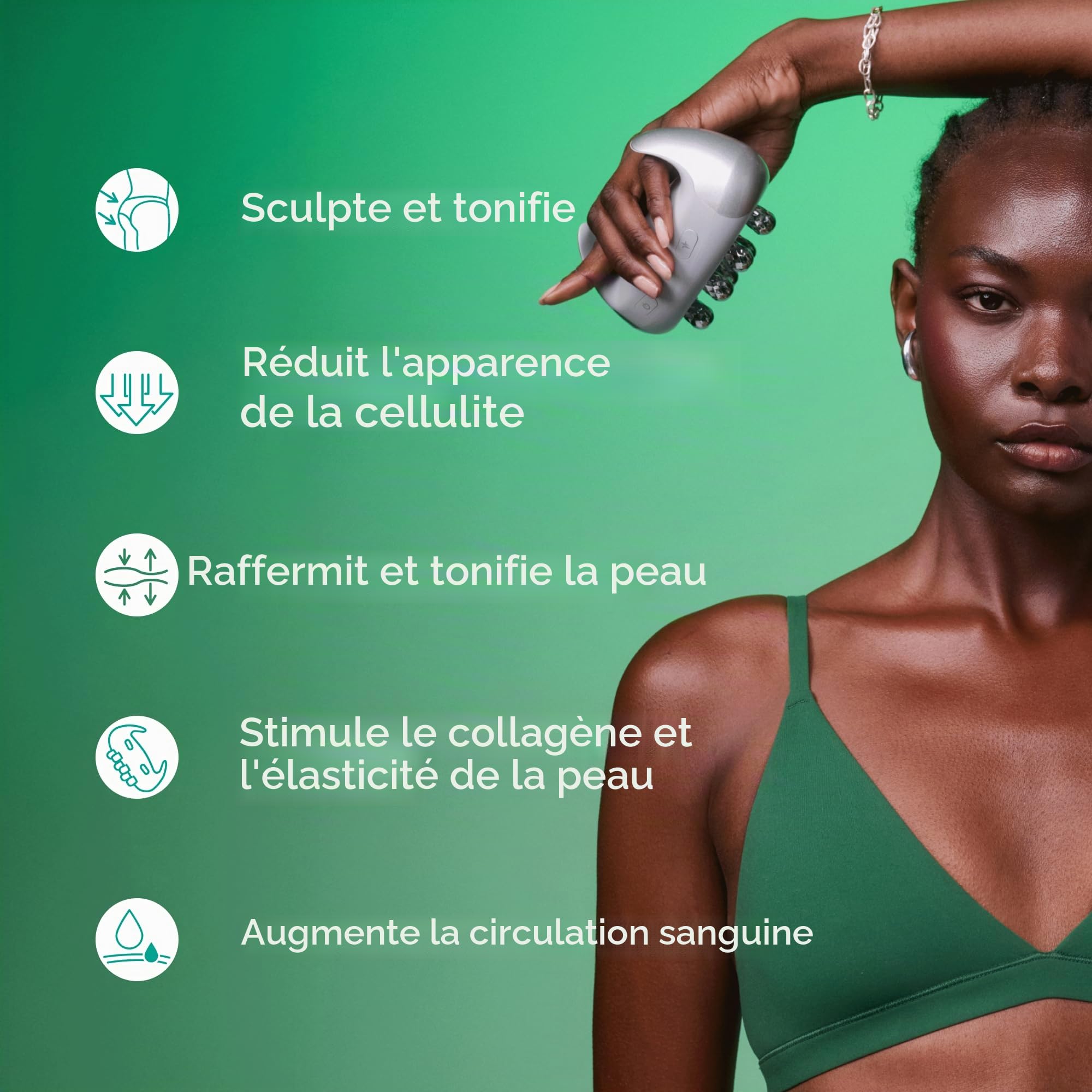 Magnitone Diablo Pro Appareil de sculpture intégrale du corps – Microcourant EMS, radiofréquence et massage – 3 niveaux d'intensité – sans fil, portable, batterie de 70 min – pour jambes, bras