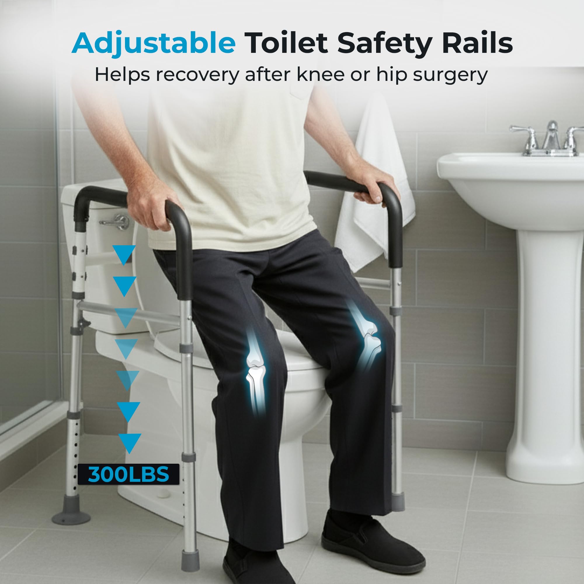 Toilet Safety Rails - Adjustable Support for Seniors -3