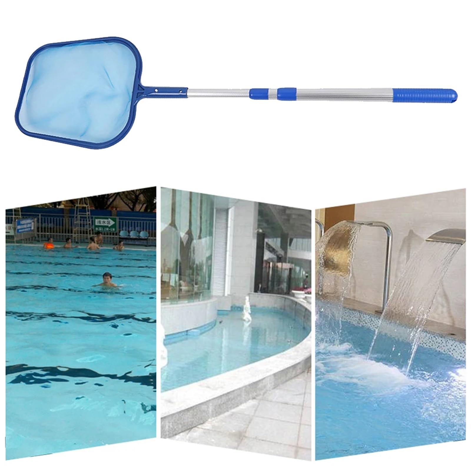 Épuisette ramasse-Feuilles for Piscine avec 3 Sections et Manche télescopique de 150 cm pour Piscine Étang