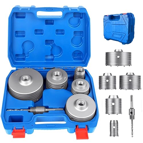 Miniatura 1 de DEHUIWI Juego de 6 piezas de sierra de agujero de hormigón SDS Plus de 5 pulgadas, brocas de martillo de vástago para ladrillo, kit de sierra de