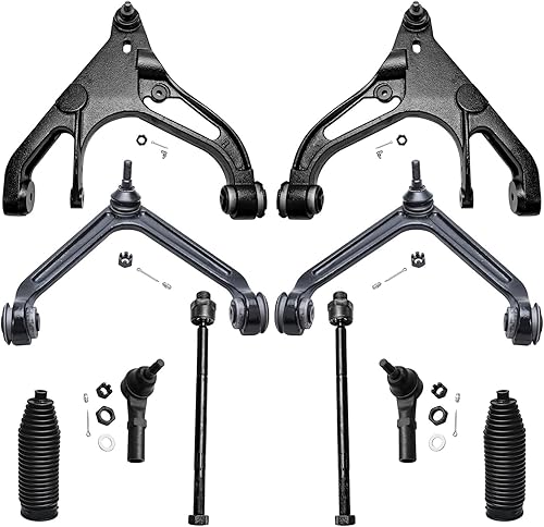Miniatura 123 de Detroit Axle - Kit de suspensión frontal de 10 piezas para Chevy Trailblazer GMC Envoy XL Buick Rainier 9-7X Ascender, inferior y superior, 4 brazos